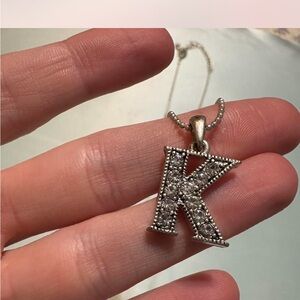 Silver Initial 'K' Pendant Necklace